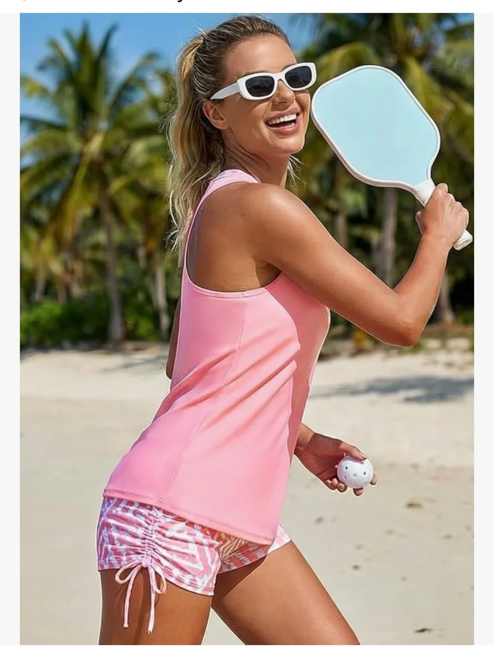 Classic 3 Piece Tankini Swimsuit with Board Shorts Pink M. 2469/bb12-2
